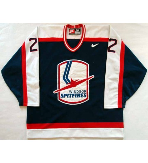 Custom OHL Windsor Spitfires 2002 03 22 Paul Giallonardo Hockey Jersey Road Blue